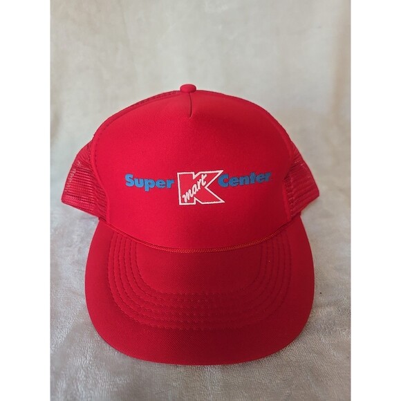 Vintage Kmart Supercenter Trucker Cap Red 80s Foam Mesh - Picture 1 of 5